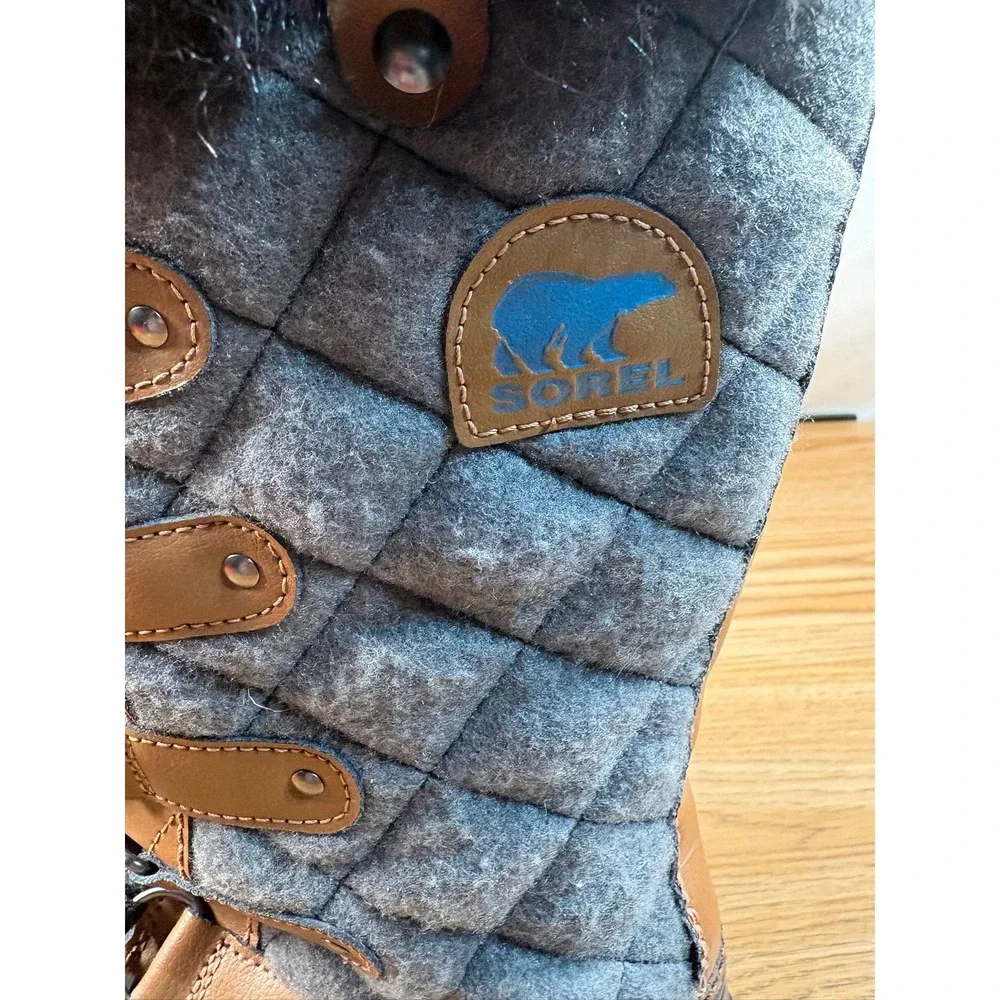 Sorel Tofino Winter Boot Women 8 Gray BLK NL2113-242 Waterproof Quilted Leather